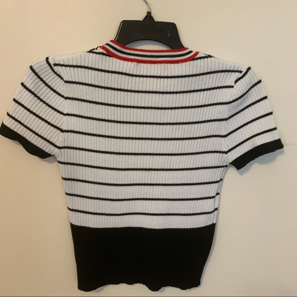 Women’s sweater white/black/ crop top short sleeve - Picture 4 of 4